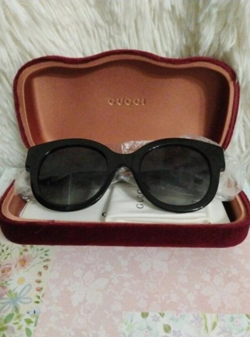 Gucci Black Oversized Round Sunglasses Full Inclusion NWT Made In Italy